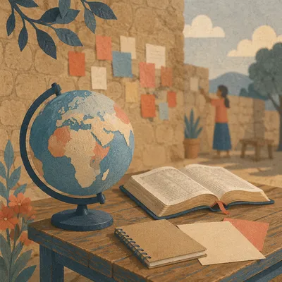 Global Missions Globe Beside Open Bible