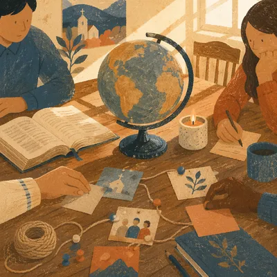 Church Missions Planning with Globe and Bible