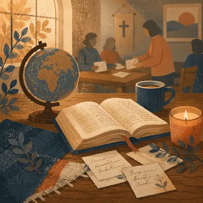 Missions Prayer Table with Bible and Globe