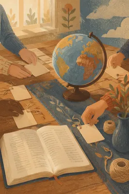 Global Missions Prayer Table with Open Bible