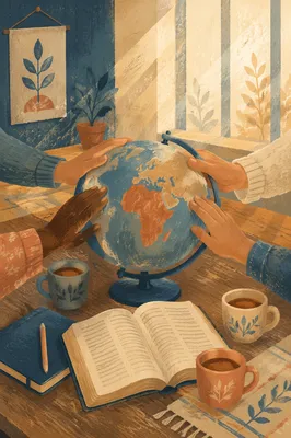Global Missions Prayer Around Bible and Globe
