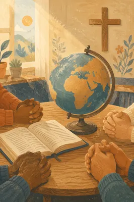 Prayerful Globe and Bible for Missions