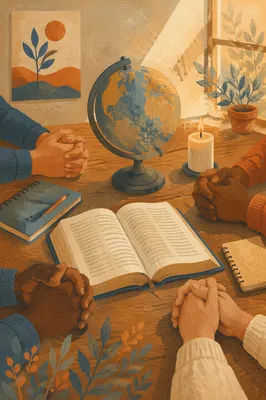 International Missions Prayer with Bible and Globe