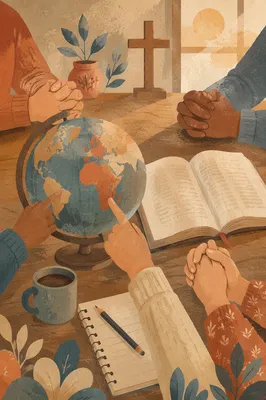 Global Missions Prayer Table with Bible