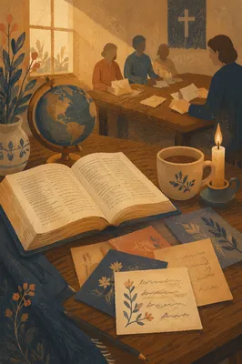 Missions Prayer Table with Bible and Globe