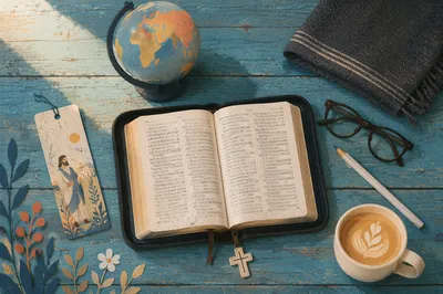 International Missions Bible Study Flat Lay