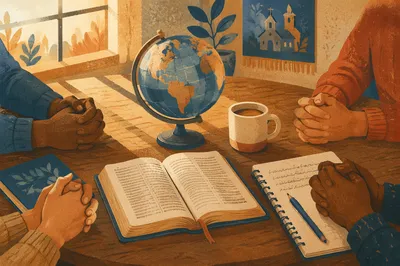 Global Missions Prayer Table with Bible