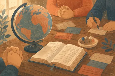 Missions Globe Beside Open Bible