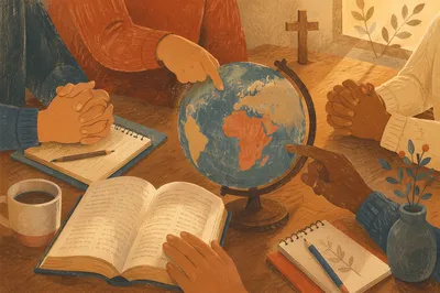 Global Missions Prayer Table with Bible