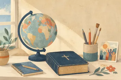 International Missions Globe and Bible Desk