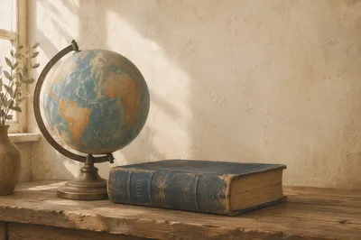 Antique Globe and Bible for Missions