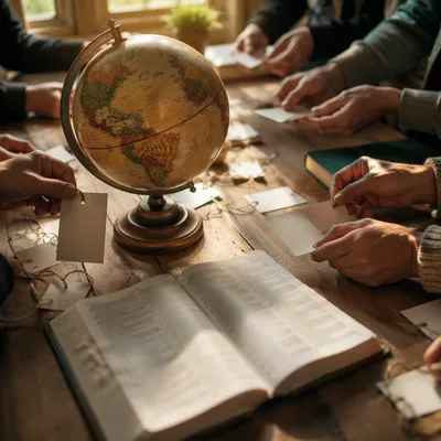 Global Missions Prayer Table with Bible