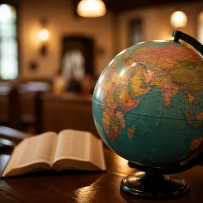 Global Missions Globe and Open Bible