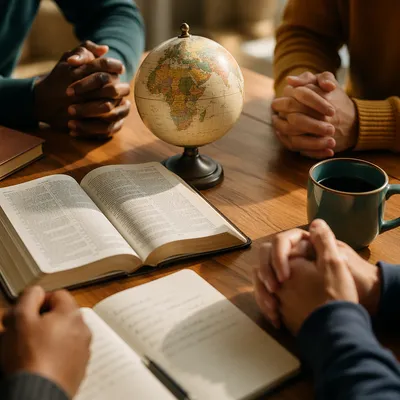 Global Missions Prayer Table with Bible
