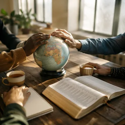 Missions Prayer Around Globe and Bible