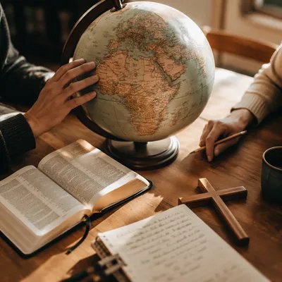 Missions Planning with Globe and Bible