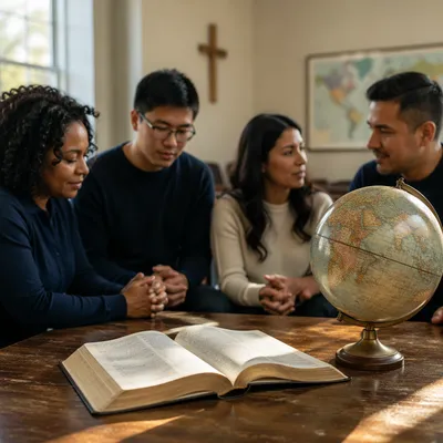 Open Bible Beside Classroom Globe