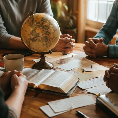 International Missions Prayer Table with Bible