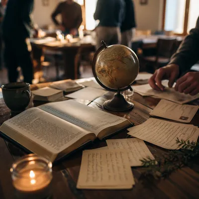 Missions Prayer Table with Bible and Globe