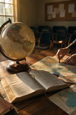 International Missions Globe Beside Open Bible