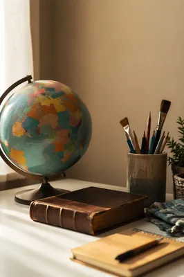 International Missions Globe Beside Worn Bible