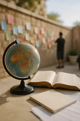 International Missions Globe Beside Open Bible