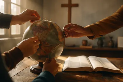 International Missions Globe and Open Bible