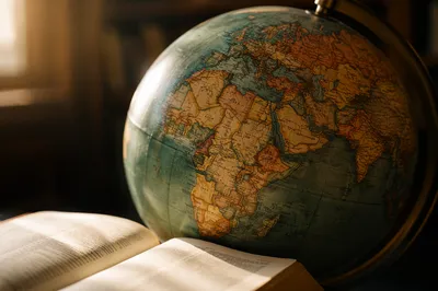 Global Missions Globe Beside Open Bible
