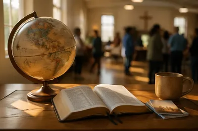 Church Missions Globe and Open Bible