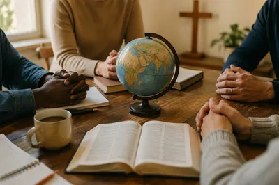 Global Missions Prayer Table with Bible