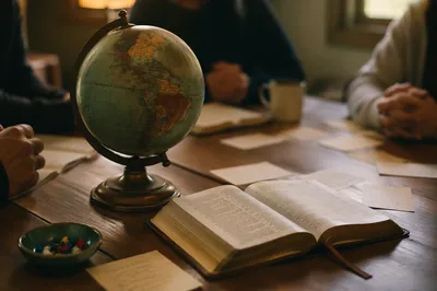 Missions Globe and Open Bible Fellowship Table