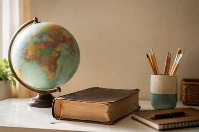 International Missions Globe and Bible Desk