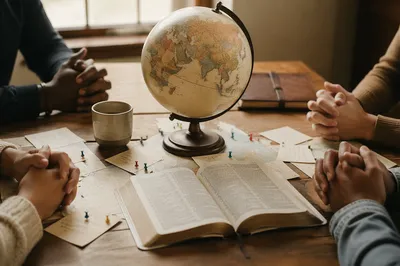 International Missions Prayer Table with Bible