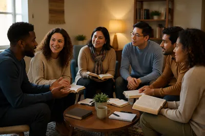 Interracial Couples in Cozy Bible Study Circle