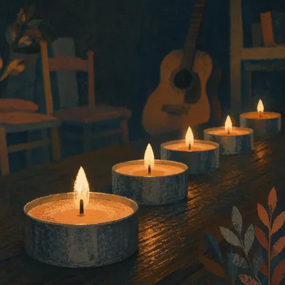 Intimate Worship Room Candles and Guitar
