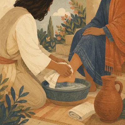 Jesus Washing Disciples Feet in Humility