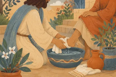 Jesus Washing Disciples Feet in Humility