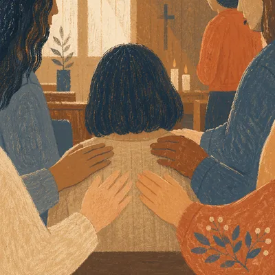 Laying Hands Prayer in Warm Chapel