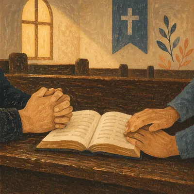 Quiet Laying Hands Prayer in Church