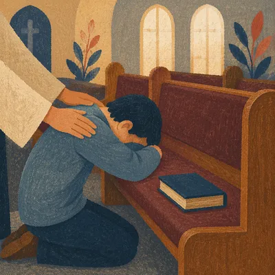 Laying Hands Prayer in Quiet Sanctuary