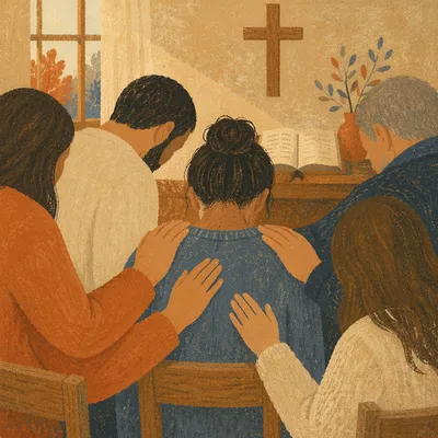 Laying Hands Prayer Ministry in Church Fellowship Room