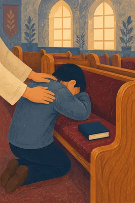 Laying Hands Prayer in Quiet Sanctuary