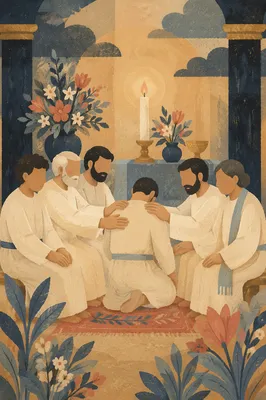 Laying Hands Prayer in Church Sanctuary