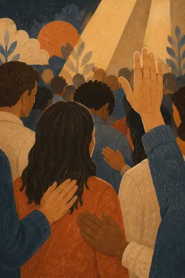 Laying Hands Prayer Ministry in Warm Sanctuary