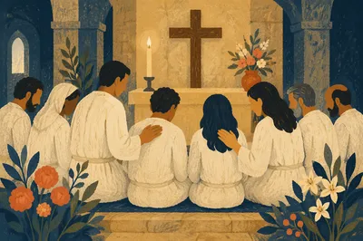 Laying Hands Prayer in Stone Sanctuary