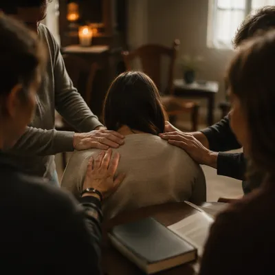 Laying Hands Prayer Ministry in Church Room