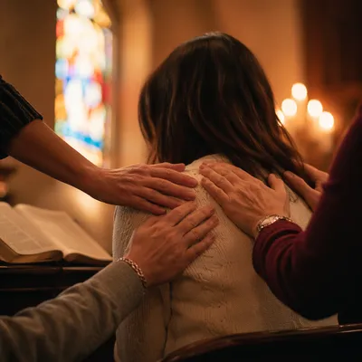 Laying Hands Prayer Ministry in Warm Church