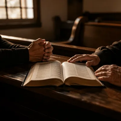 Laying Hands Prayer in Church Sanctuary