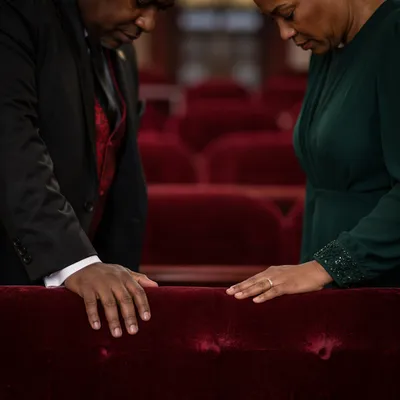 Laying Hands Prayer in Church Sanctuary