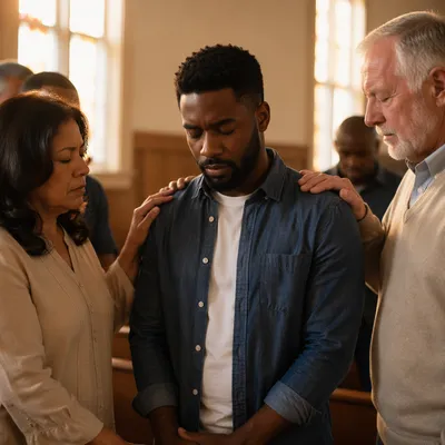Laying Hands Prayer in Church Fellowship